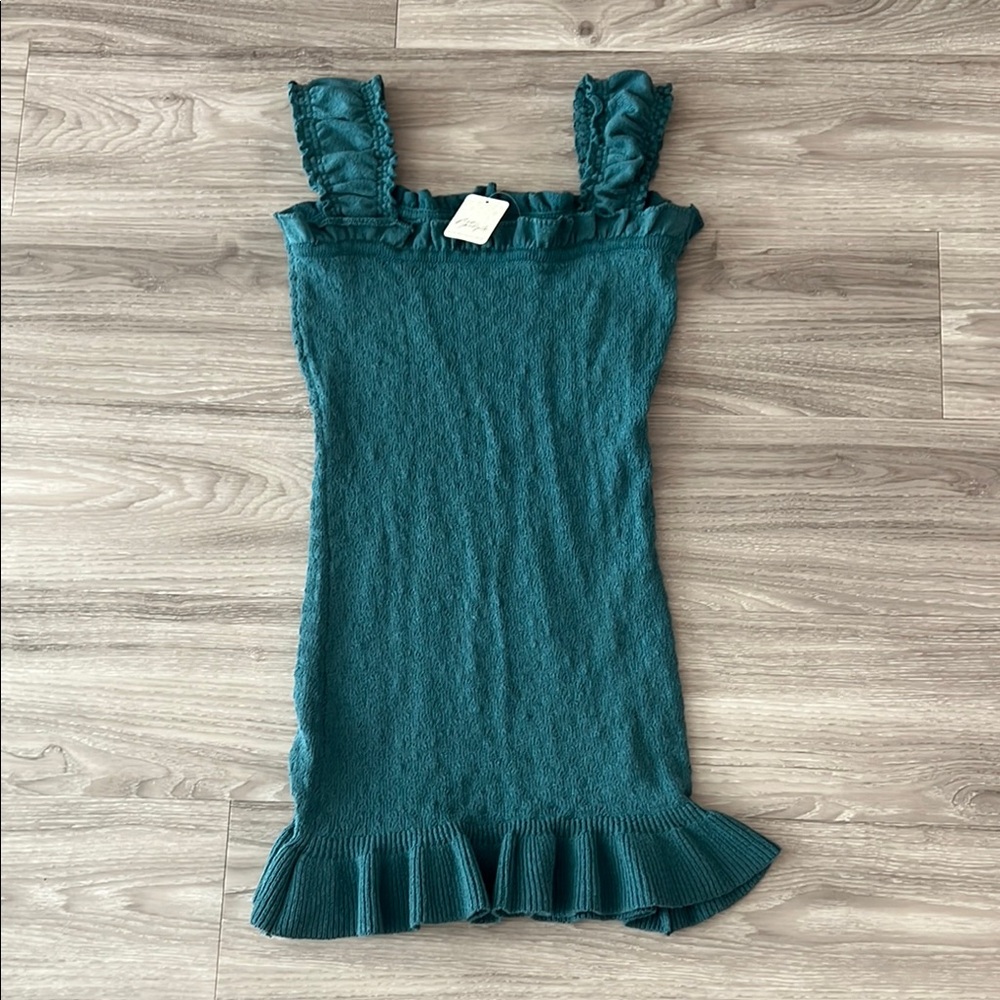 NWT Free People Beach Devyn Sweater Mini Dress - Sagebrush Green - Size Small